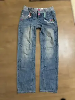 Y2K・平成ギャル・BLUEMOON・デコデニム・刺繍ロゴ・XS・27インチ