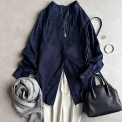 美品▲2024▲B:MING by BEAMS//バンドカラーチュニックシャツ