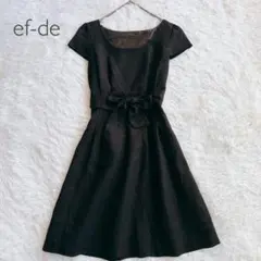 エフデ フォーマル ワンピース リボン付き 半袖 黒 ウール混（9） 上品