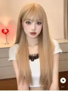 ブロンド ストレート ロングウィッグ