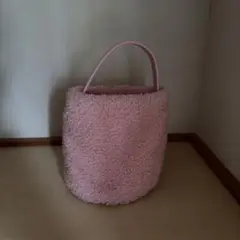 ピンク ボア素材 バケットバッグ