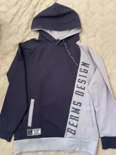 BEAMS DESIGN フード付きパーカー L ネイビー/グレー