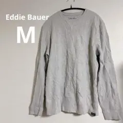 ○難ありEddie Bauer 【M】グレー Vネック長袖カットソー メンズ