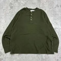 わ*送様 グッドフェローアンドコー　ヘンリーネック　M　グリーン　無地　古着　長