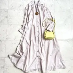 美品♪ サラマリカ インド綿100 金ボタン タック ロングシャツワンピース