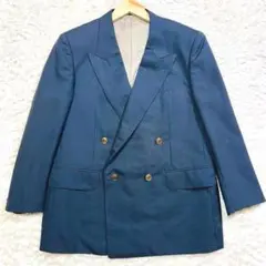 バーバリー　紺ブレ　ロゴ刻印ボタン　シャドーロゴ　モヘア　90's 大きいサイズ