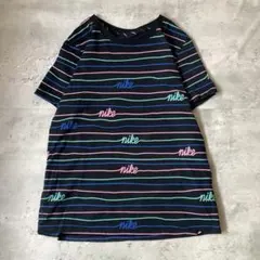 NIKE ナイキ　Tシャツ　半袖　ボーダー　マルチカラー　ブラック
