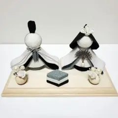 雛人形 オブジェ ミニ おしゃれ モダン 置物 モノクロ ちりめん つまみ細工