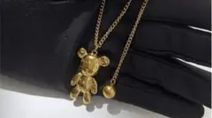 くまさん　刻印　デザイン　ネックレス　ゴールド