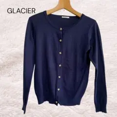 GLACIER グラシエ　花ボタン　カーディガン　ネイビー　Honeys