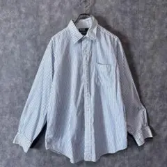 水*ま様 ポロ ラルフローレン 長袖 ブルーストライプ シャツ L 古着　メンズ