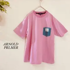 Arnold Palmer 鹿の子半袖Tシャツ デニム調ポケット ピンク M
