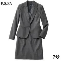 P.S.FA スカートスーツ 7号 グレー チェック　セットアップのサムネイル