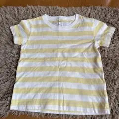 キッズ Tシャツ 白と黄色のストライプ