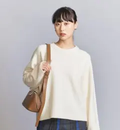 SALE！美品☆ビューティーアンドユース☆ウールナイロンカシミヤニット☆ホワイト