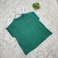 ✨️エプローブ✨️ ミニ裏毛フレンチ袖プルオーバー 緑 M ロゴ刺繍 Tシャツ
