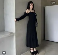 ROYAL PARTY ボレロ付ビジューストラップワンピース