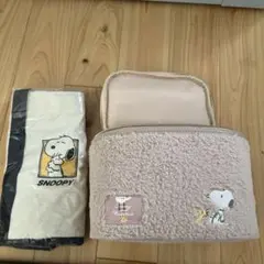 スヌーピー フリースポーチ 持ち手付き