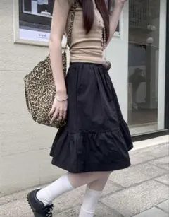 ブラック フレアスカート 膝丈 ウイッシュコア