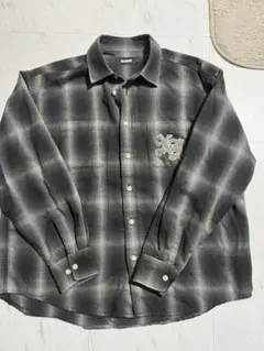 XLARGE オンブレチェック　ネルシャツ　ブラック エクストララージ