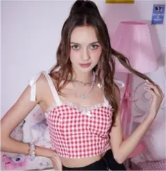 (即納)gingham ribbon bustier❤︎のサムネイル
