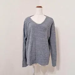 バックナンバー（L）Vネック 長袖ニット ゆったりセーター グレー ノームコア