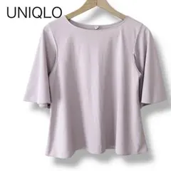 ユニクロ クレープジャージーT 5分袖 ピンク系 S Uネック Tシャツ 半袖