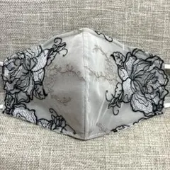 ★(new)ハンドメイド.シンプルマスク (チュールレース)裏地→国産さらし