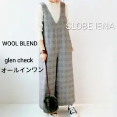SLOBE IENA ウール混 グレンチェック Vネック オールインワン 秋冬