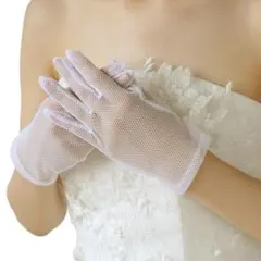 ウエディンググローブ メッシュ 編み手袋 オフホワイト Mサイズ【X0704】