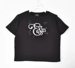 evelyn エブリン刺繍Tシャツ　ブラック　ロゴ刺繍
