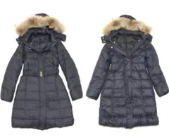 美品 組曲 ファー フード付き リバーシブル ダウン コート 2 グレー