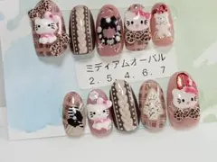 キティちゃん♪ チェック ハート クリスマス 編み模様 リボン ネイルチップ