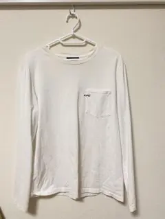 A.P.C. ホワイト ロンT 長袖 Tシャツ Sサイズ ロゴ刺繍 胸ポケット