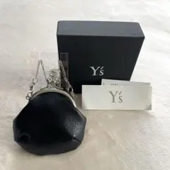Y's（ワイズ） がま口コインケース チェーン付き ブラック レザー 箱