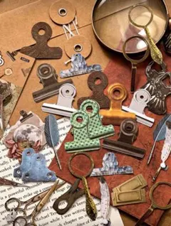 【A】コラージュ素材　紙ステッカー　ヴィンテージ　ブラウン系　おすそ分け　25枚