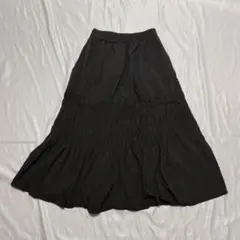 ロングスカート フレア ブラック ウエストゴム ナチュラル 体型カバー