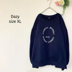 裏起毛トレーナー　スウェット　刺繍　ネイビー　XL　シンプル　暖かい　1477