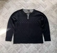 checker texture henley long sleeve blackのサムネイル