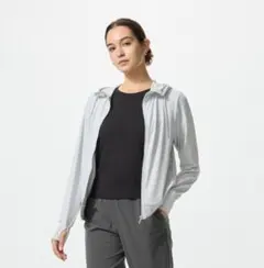 エアリズム　UVカットメッシュフルジップパーカ　XL　(ライト)グレー　美品