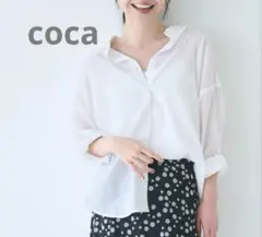 【coca】ホワイト ガーゼ　長袖　シャツ Mサイズ