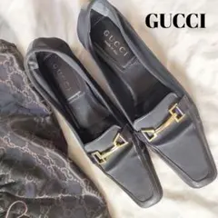 GUCCI ブラック ローファー ゴールドバックル　パンプス