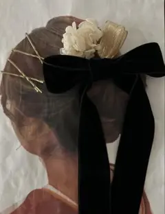 卒業式　成人式　ドライフラワー　ベロアリボン　髪飾り　水引き　袴