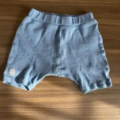 ベビー用半ズボン　ハーフパンツ　80サイズ　水色　グレー　クマのワンポイント
