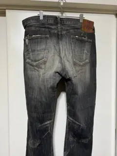 日本製◉PRPS DENIM ダメージ加工 ブラックデニムパンツ 紫製品 38