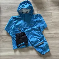 mont bell モンベル　キッズ　子供用　レインコート上下 110 青