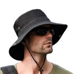 サファリハット メッシュ 折りたたみ UVカット つば広 あごひも 2WAY