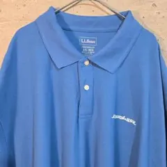 美品 US古着 L.Lbean ポロシャツ 3XL 青 企業刺繍 ビッグサイズのサムネイル
