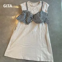 値下げGITAギンガムチェックビスチェ風ワンピース 140cmのサムネイル