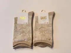 新品！ダックスDAKS LONDONオーガニック綿混　花柄靴下2足セットのサムネイル